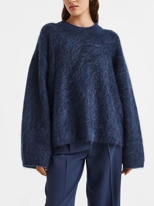 European and American Autumn and Winter New Women's Loose Pullover Round Neck Solid Color Long Velvet Sweater Knitted Women's Coat Lazy Style Women's Coat