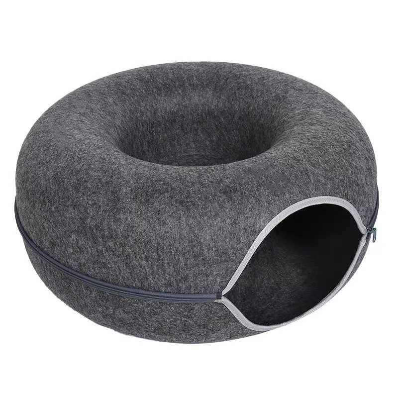 Picture of Removable felt board cat nest universal zipper tunnel summer donut cat sleeping wholesale felt toy