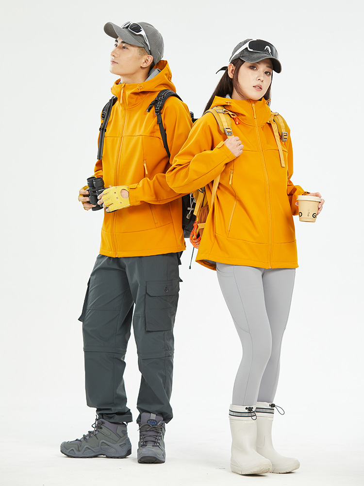 Kaileshi same softshell jacket for women, fleece thickened jacket, men's outdoor hiking warm waterproof mountaineering suit