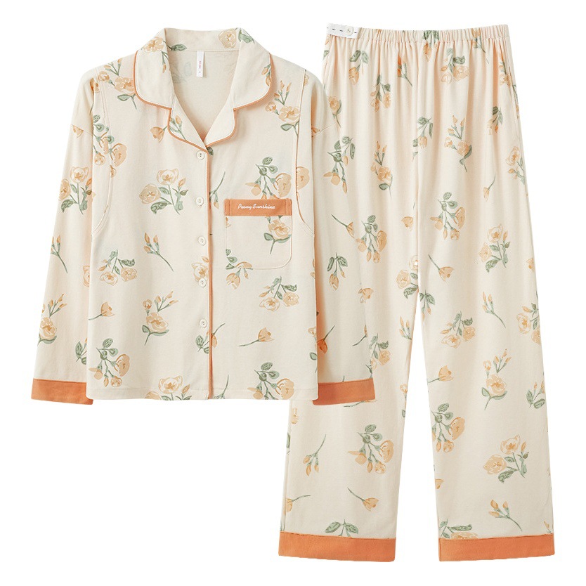 Happy Month Wholesale Class A Monthly Clothing Spring and Autumn Pure Cotton Thin Pregnant Women's Pajamas Postpartum Breast-feeding Period Sweat Absorbing Summer