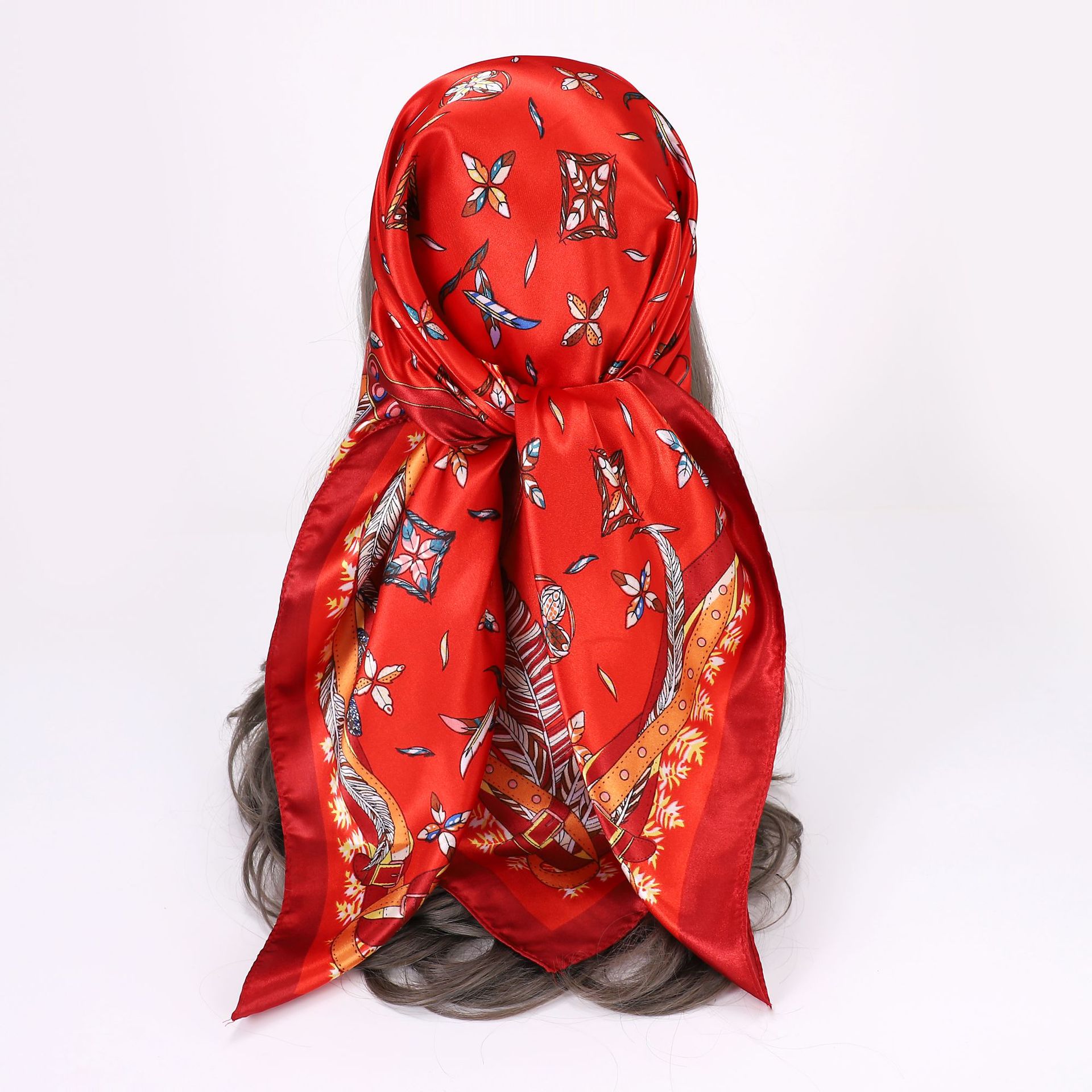 Picture of Simulated Silk Scarf Women's Headscarf 90*90cm Square Scarf Pattern Scarf Shawl European and American Cross-Border Scarf Wholesale