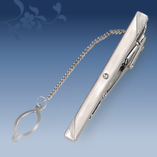 Picture of Metal tie clip men's suit chain 140 simple flower type business atmosphere with drill tie clip