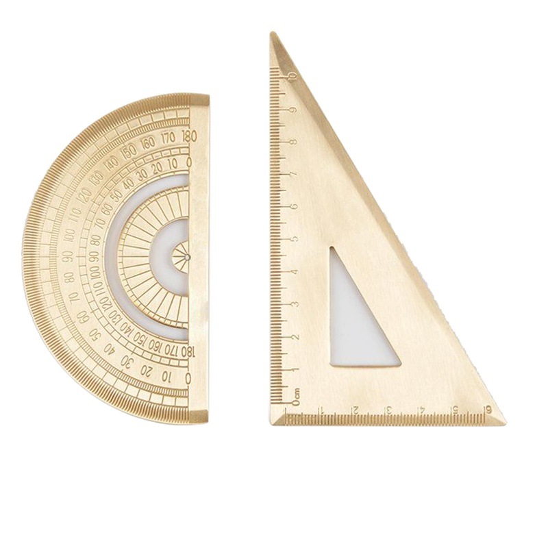 Picture of Brass triangle ruler golden retro semicircular protractor triangle drawing tools creative stationery metal wholesale
