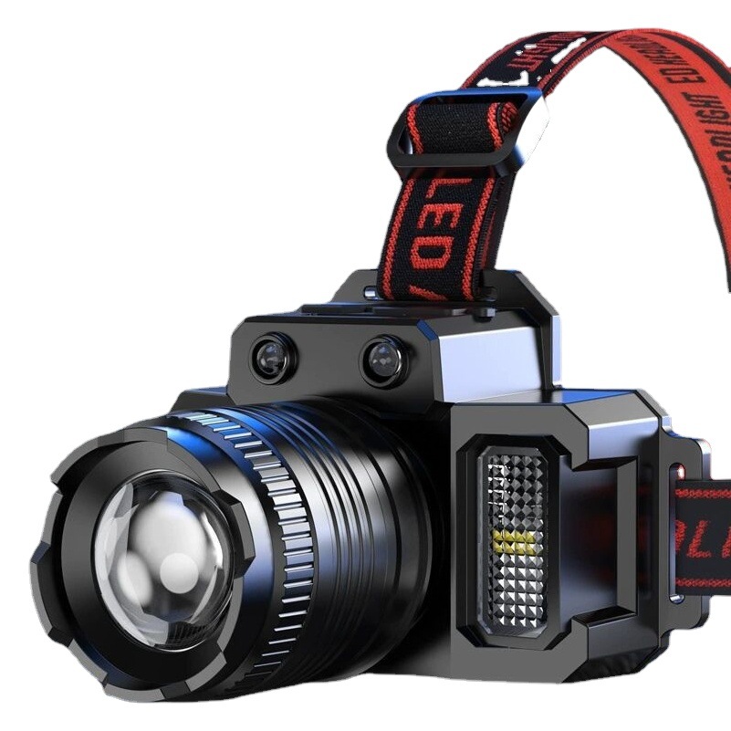 F-T51 Telescopic Zoom Sensor Headlight Cob Side Light Strong Light Long-Range Headlight Outdoor Night Fishing Camping Style Light