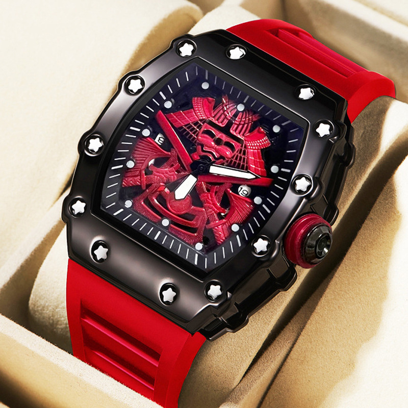 New Barrel-shaped Men's Watch Cross-border Explosions Sports Men's Watch Luminous Waterproof Silicone Calendar Watch Men's Wholesale