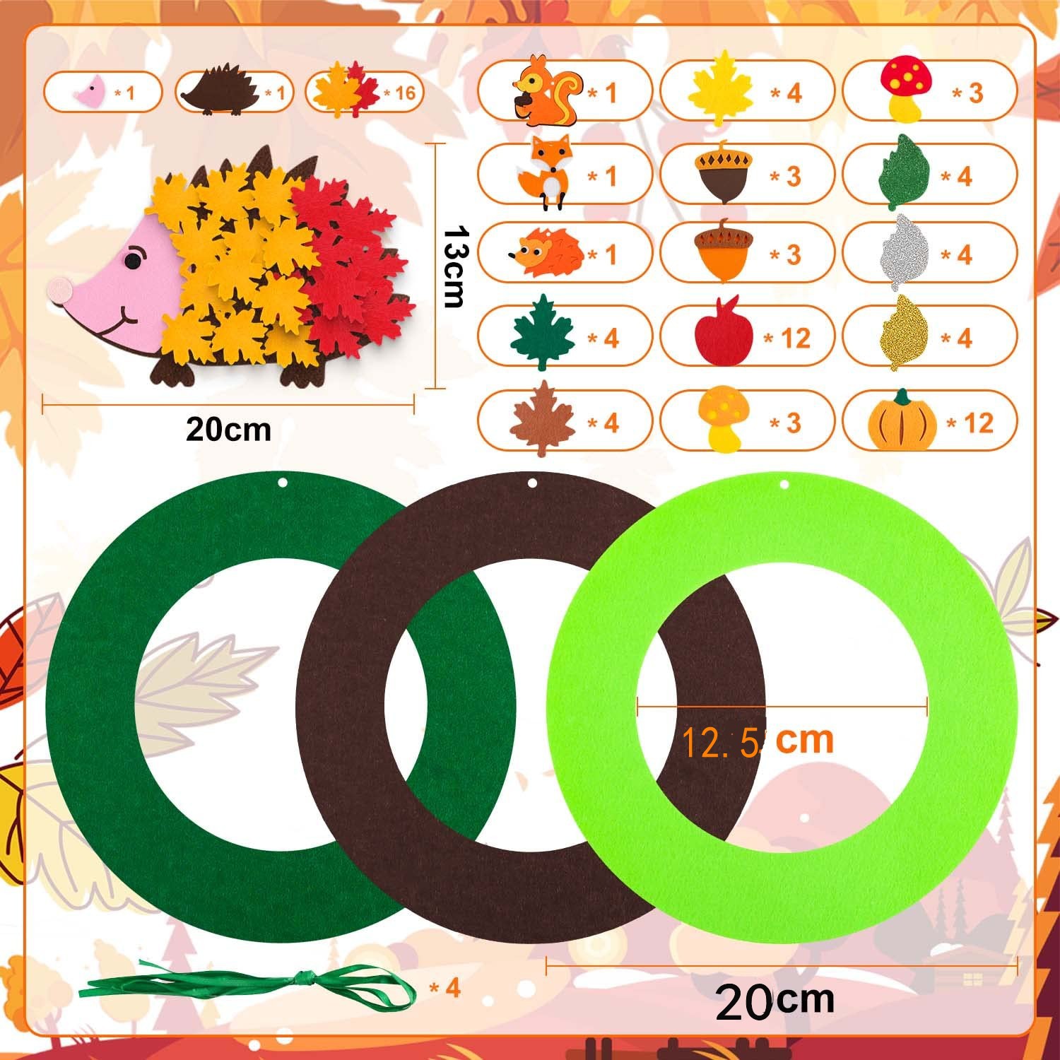 Picture of Autumn Theme DIY Decorative Craft Set Children's Gift Thanksgiving Halloween Art Decorative Pendant