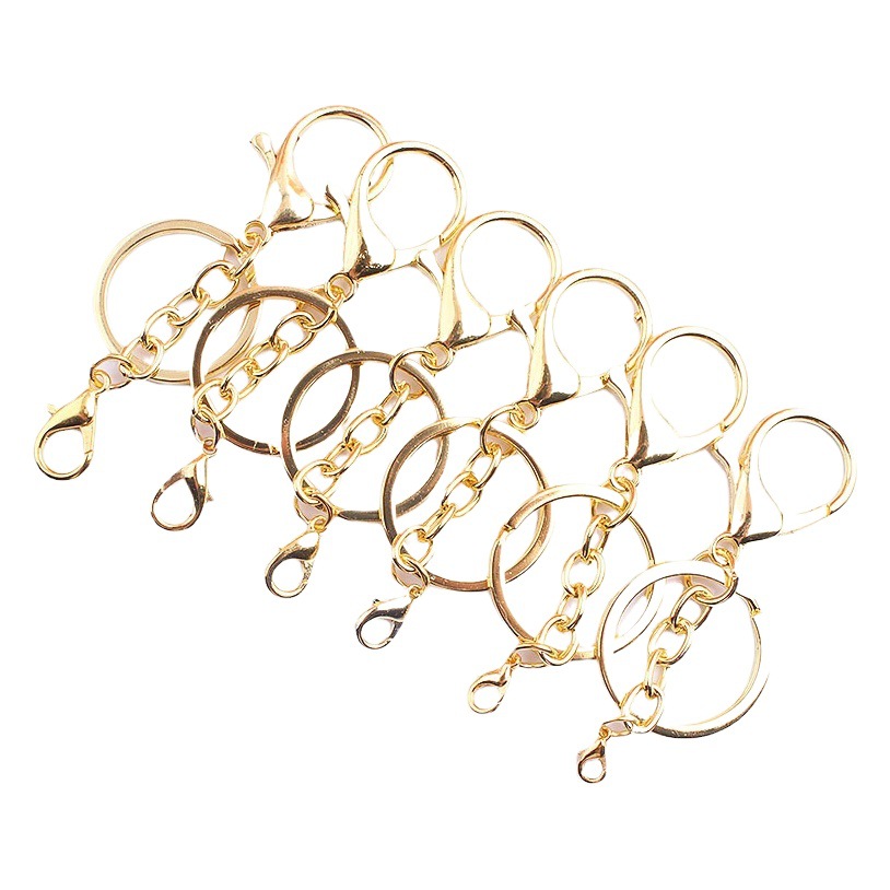 Metal key chain three-piece set of 4 chain plus all kinds of Lobster chain key chain ring jewelry accessories car bag pendant