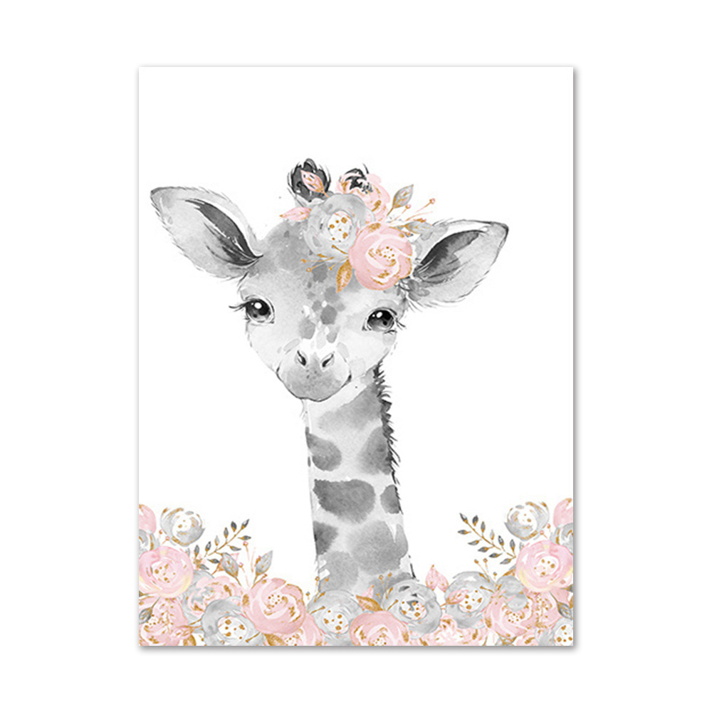 Picture of Cartoon animal Children Baby English letters Custom Baby Name bedroom canvas hanging painting decorative painting core