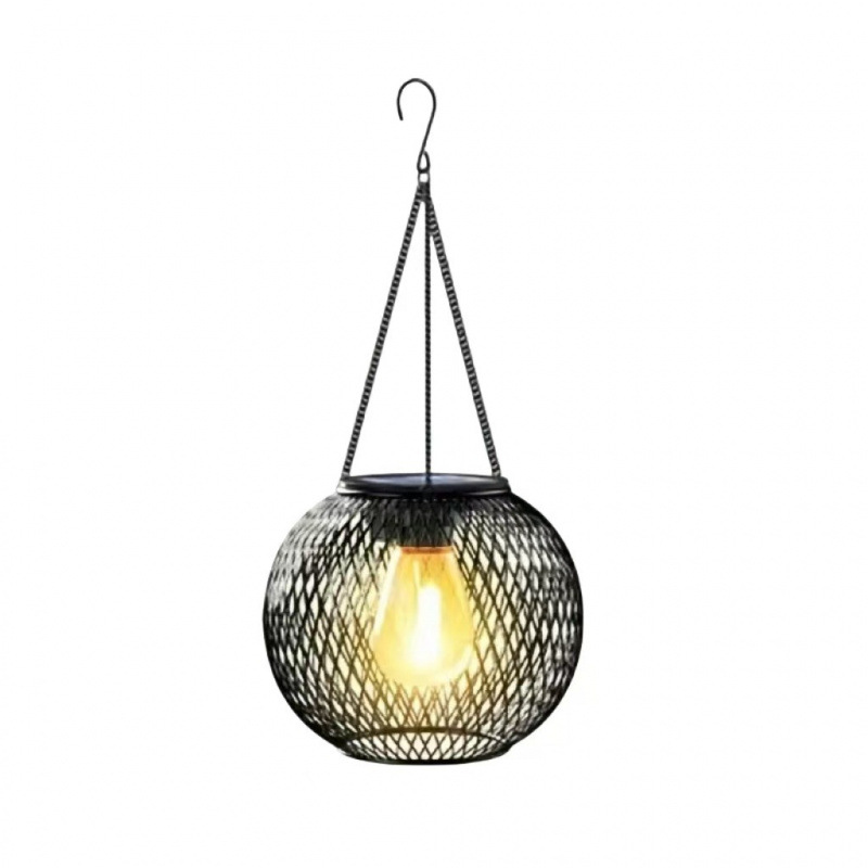 Amazon Solar Wrought Iron Lantern Light Vintage Mesh Pendant Light Outdoor Garden Courtyard Decorative Hollow Lantern Super Bright