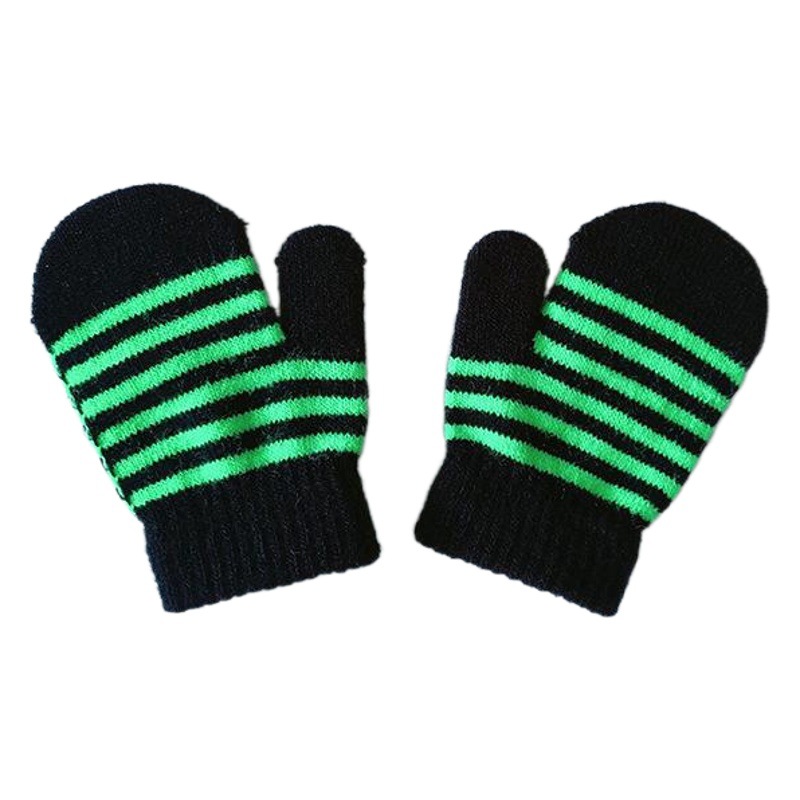 Children's Winter Warm Two-color Striped Knitted Gloves Kindergarten Children's Bag Gloves