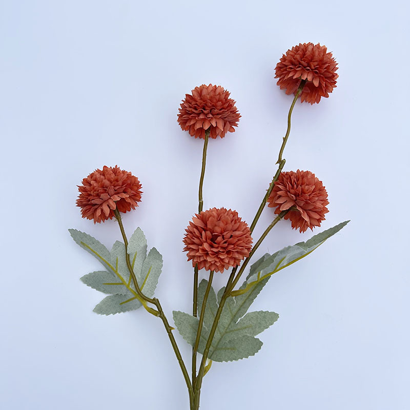 Picture of Simulation of 5 autumn dandelion ball chrysanthemum 5 small onion ball wedding home decoration bouquet soft photography props pu