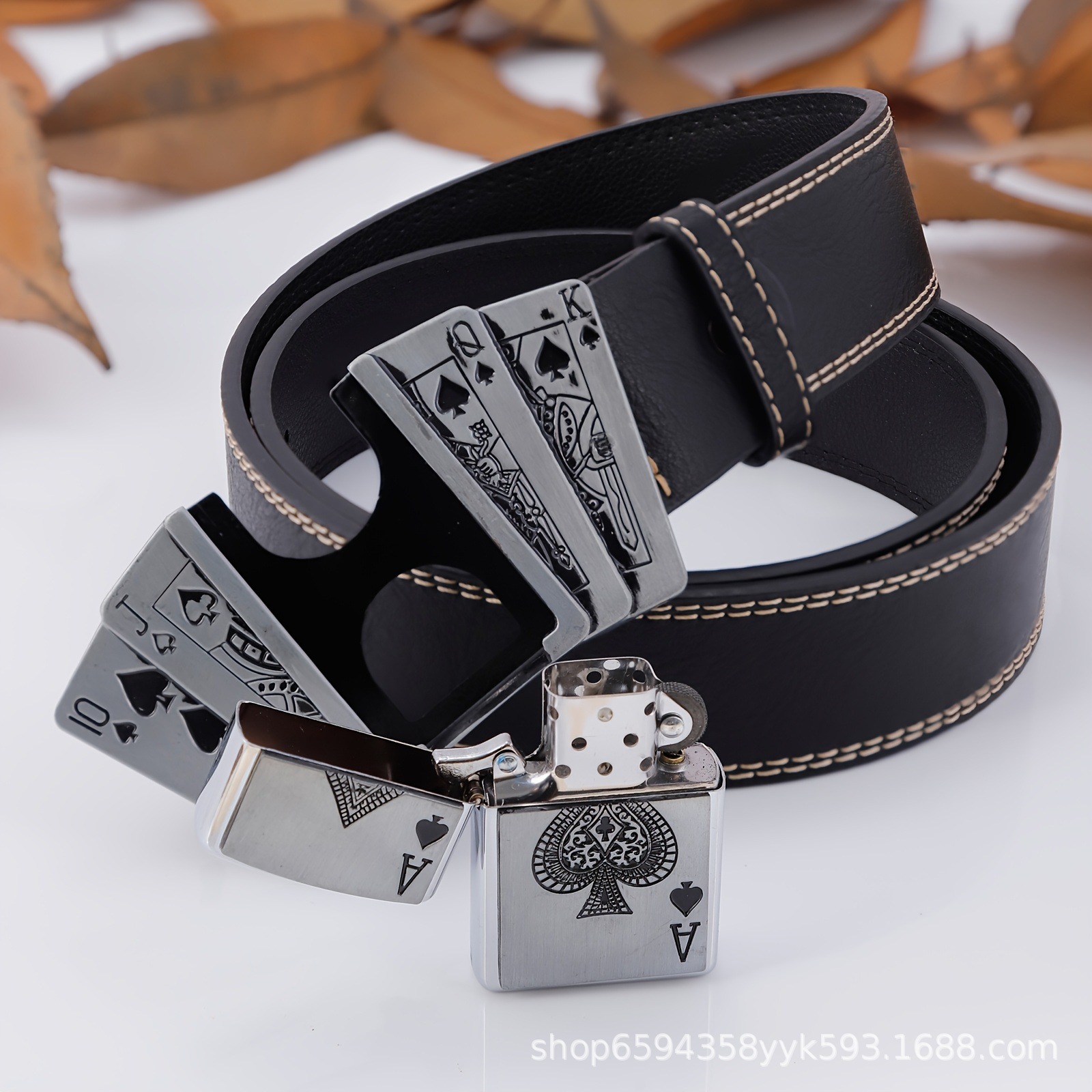 Men's Belt Stylish Non-mainstream Fashion Creative Playing Card Lighter K-style Trendy Youth Student Pants Belt