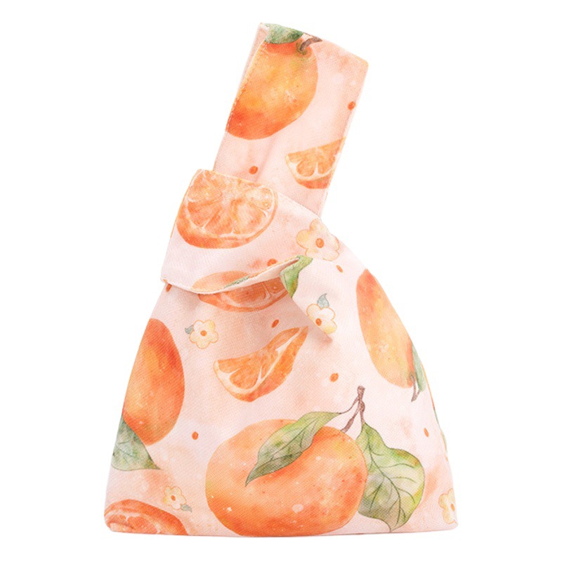 Factory in stock flannel fruit printing set knot wrist bag mobile phone change Storage out walking and bending hand bag