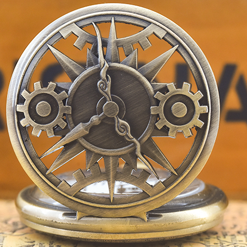 Hollow Big Gear Flip Retro Student Examination Old People Nostalgic Dressed Old Watch Hanging Pendant Ornaments Children