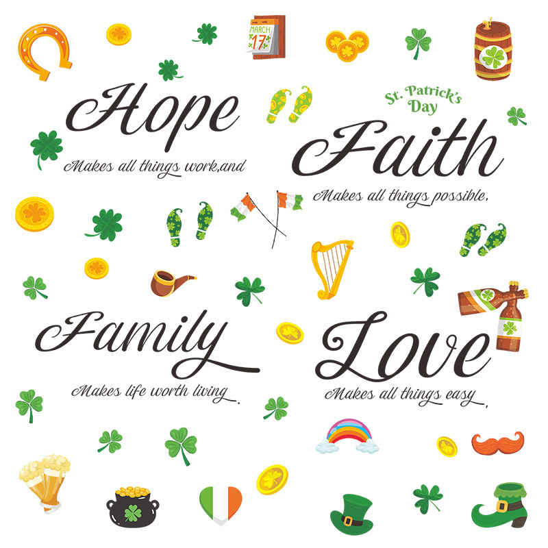 Picture of New Irish Festival Window Decorative Stickers Home Bedroom Cabinet Decorative Quotations St Patrick's Wall Stickers