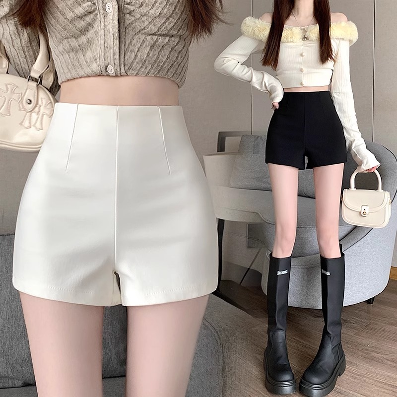 Black Casual Suit Shorts Women's Spring New Arrival High Waist Stretch Slim-fit A- line Base Boots Pants for Small Men