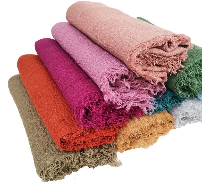 New Cotton Linen Wool Scarf Pleated Long Scarf Women's Pleated Shawl YS019