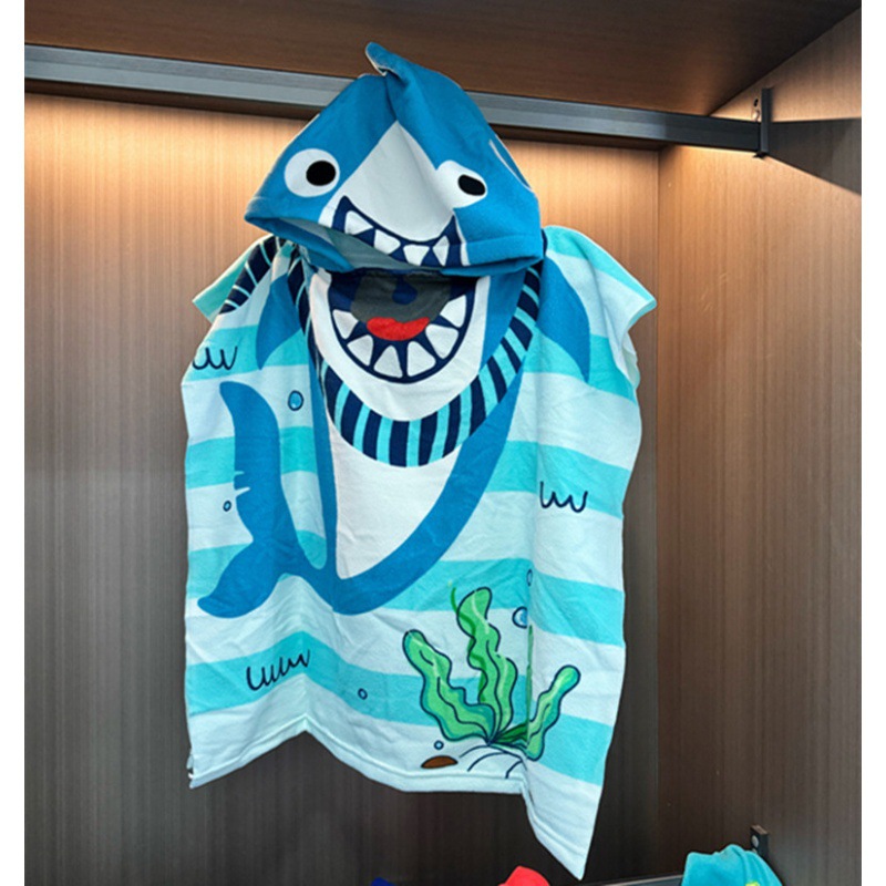 Picture of Children's Bath Towel Hooded Poncho Bathrobe Super Soft Wearable Baby Absorbent Towel for Boys and Girls Swimming