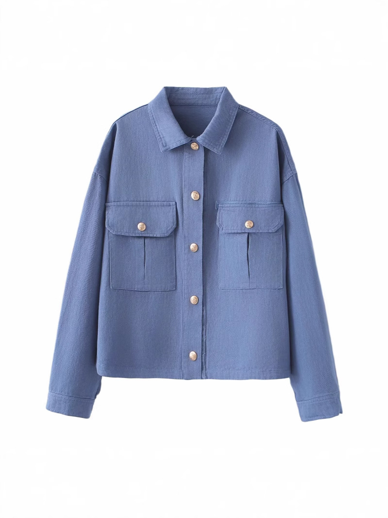 Picture of ZA cross-border wholesale 2025 new spring European and American style women's simple all-match washed lapel jacket coat top
