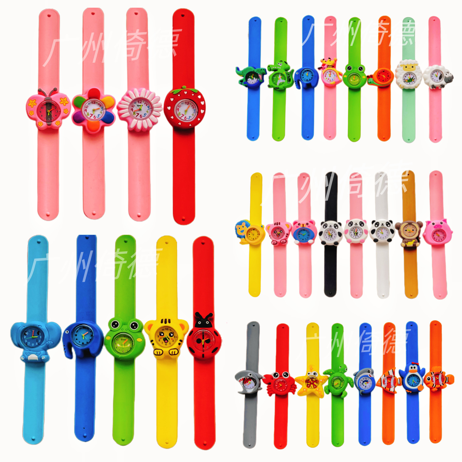 2025 Supply Children's Watch Cartoon Animal Snap Ring Student Kindergarten Electronic Panda Spot Foreign Trade Hot Selling