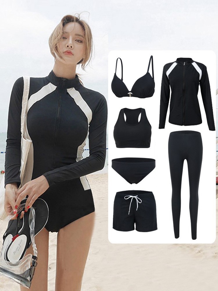 Diving Suit Zipper Long Sleeve Split Swim Suit Couple Men and Women Jellyfish Suit Surf Suit Hot Spring Swimsuit