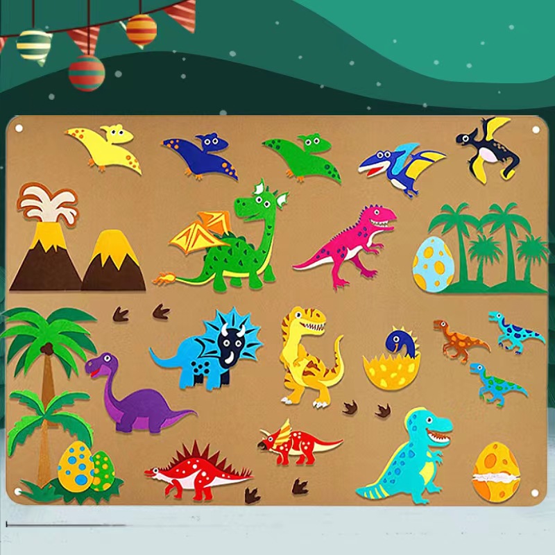 Picture of Amazon cross-border children's early education 3DIY three-dimensional felt game package storyboard learning board printing dinosaur animals