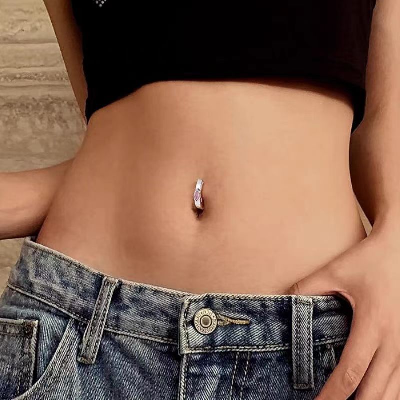 Picture of Europe and the United States cross-border hot selling smooth belly button ring diamond zircon style belly button nail belly button puncture jewelry explosions