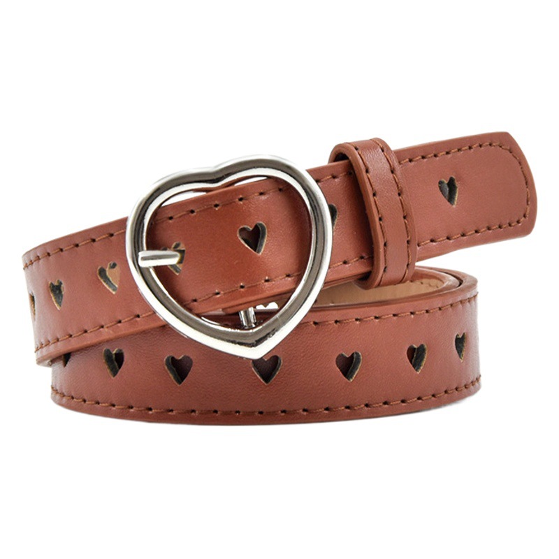 Hollow-out Belt Women's Love Buckle Simple All-match Trendy Fashion Personality Internet Celebrity Same Style Jeans Belt Women's ins Style