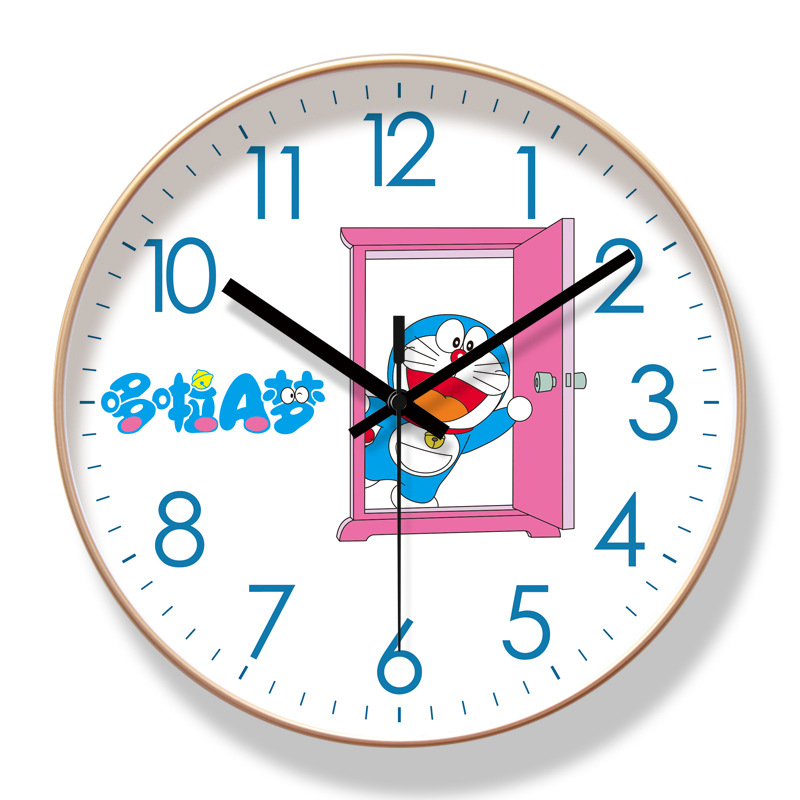 Picture of Ipura 6821 Children's Cute Fresh Wall Clock Living Room Clock Doraemon Early Education Clock Mute Seconds Sweeping Quartz Clock