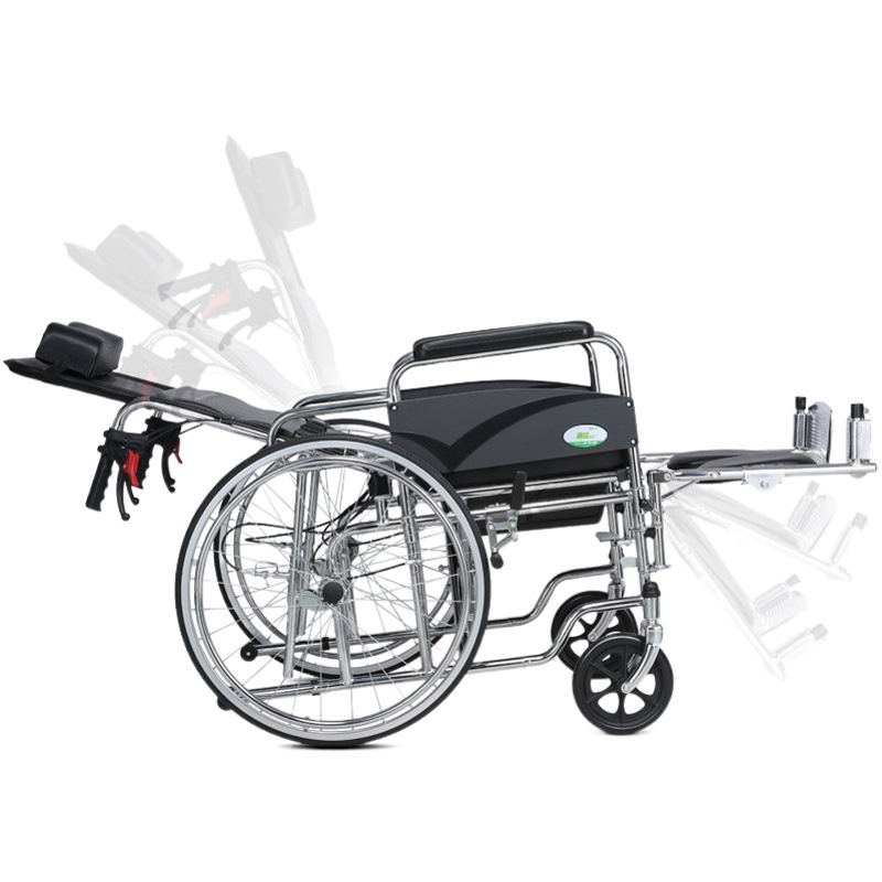 Kefu wheelchair Folding lightweight multi-functional elderly paralysis trolley with toilet full lying bath for the elderly
