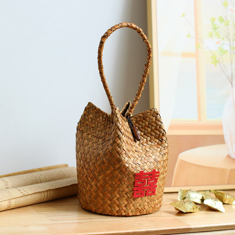 Dragon Boat Festival Gift Box Packaging Tea Salted Duck Egg Zongzi Specialty Gifts National Style Accompanying Gift Straw Wavetted Portable Gift Basket