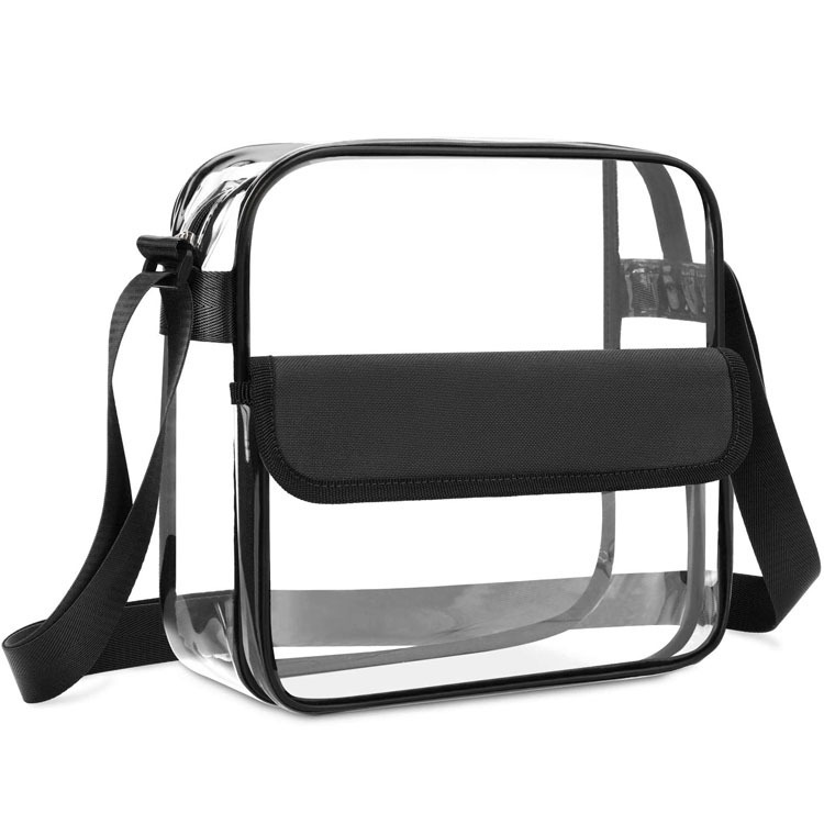 Amazon popular transparent pvc shoulder messenger storage bag travel beach bag stadium large capacity sports bag