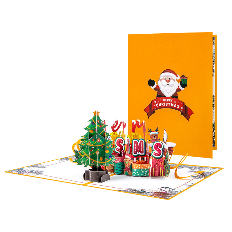Picture of New Creative Amazon Cross-Border 3D Greeting Card Holiday Greetings Handmade Card Color Printed Christmas Lettering