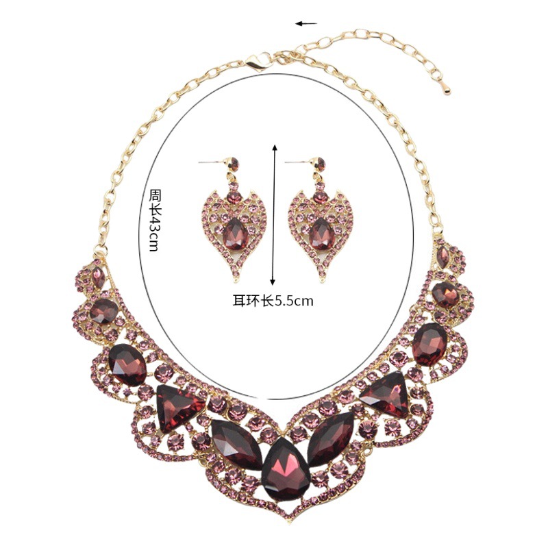 European and American bride exaggerated vintage jewelry necklace earrings suit elegant all-match wedding dress banquet artificial gem