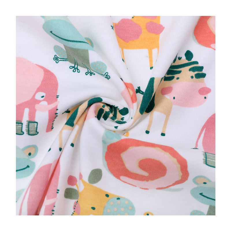 Picture of Kilogram price Class A cotton wool cloth printed double-sided knitted printed cloth baby T-shirt saliva towel clothing fabric