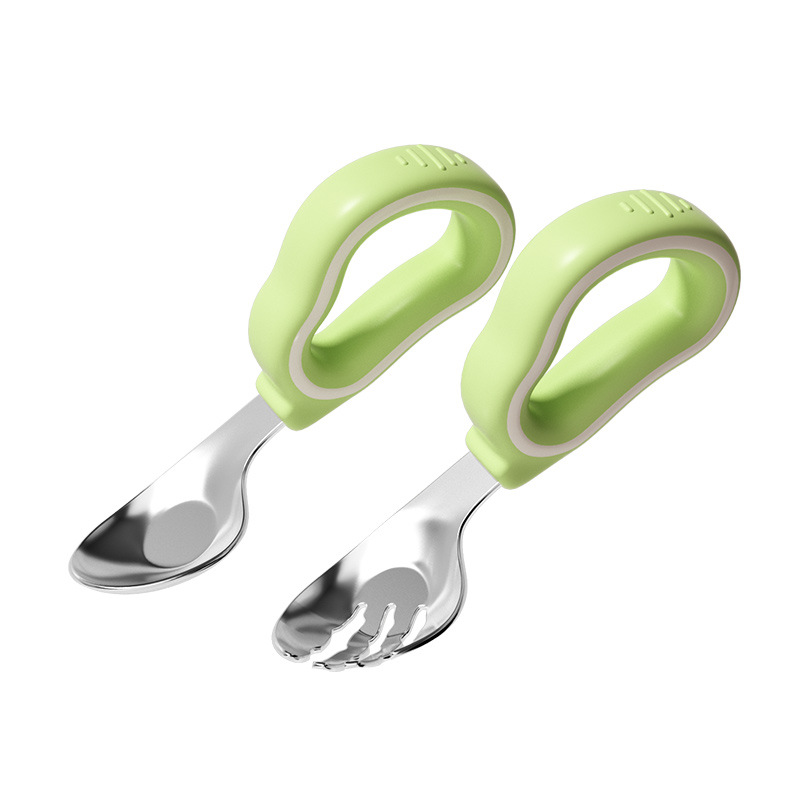 Picture of Baby self-eating spoon learning to eat training Spoon one-year-old special fork baby rice spoon children eating ingot spoon