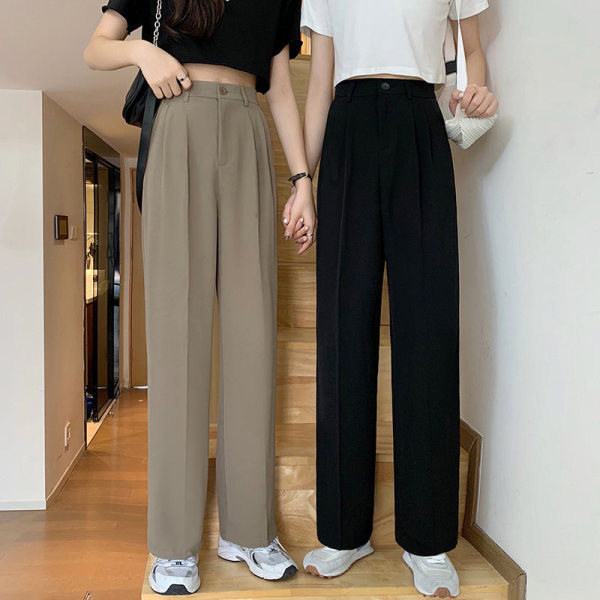 Suit pants women's summer Korean-style high waist loose straight slimming plus size mopping pants versatile draping casual wide-leg pants