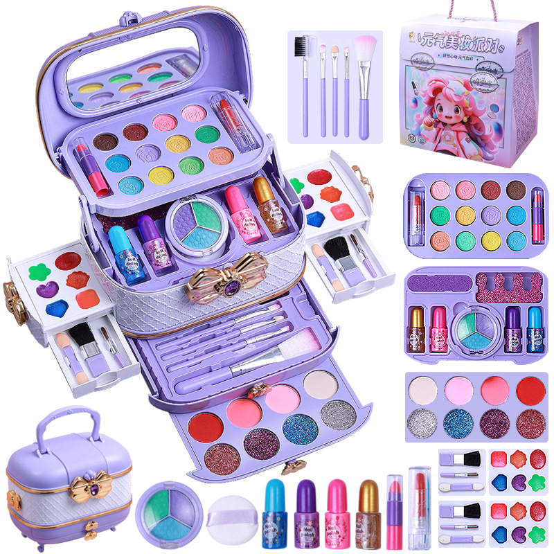 Picture of Children's Girl Princess Makeup Box Cosmetic Eye Shadow Nail Polish suit Gift Box Cross-border Amazon New Toys