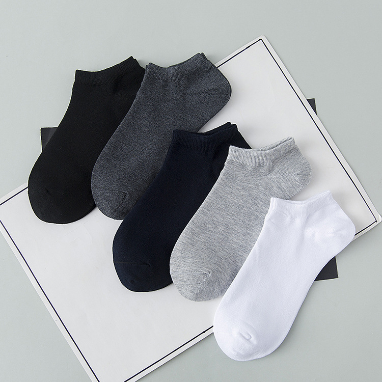 Solid color men's ankle socks spring and summer thin cotton socks all-match socks men's socks factory in stock wholesale