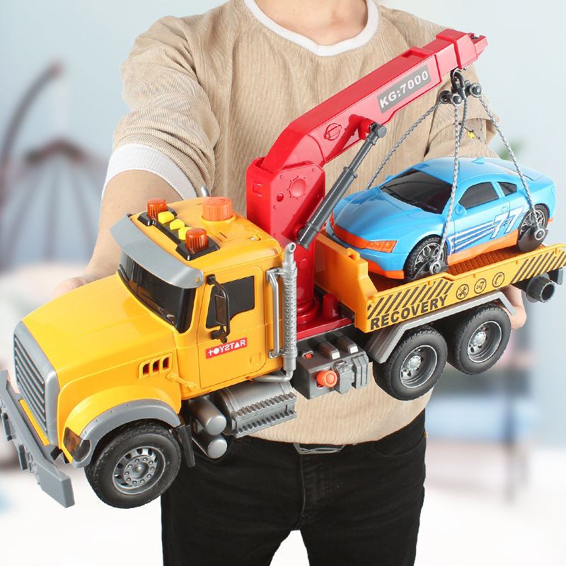 Cross-border a generation of children's acousto-optic crane large gift simulation transport truck flat with toy car model