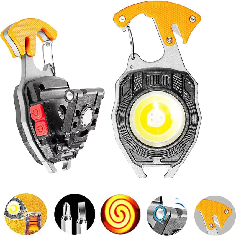 Multifunctional flashlight emergency mini keychain light dual light source luminous charging emergency lighting portable flashlight