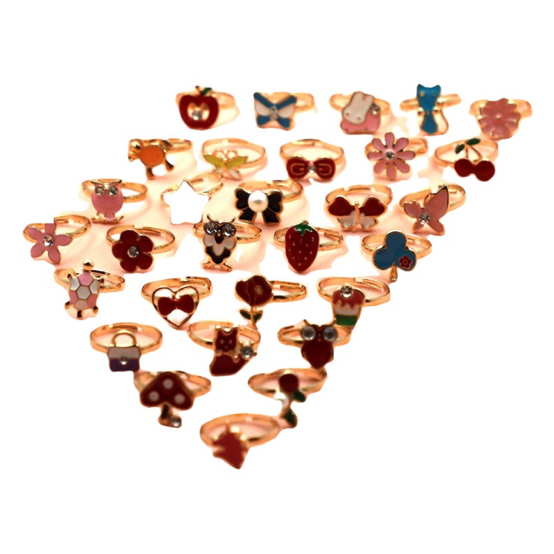 Alloy Ring Cartoon Cute Ring Children's Jewelry Mixed Style 36 Pcs 1 Box Small Jewelry