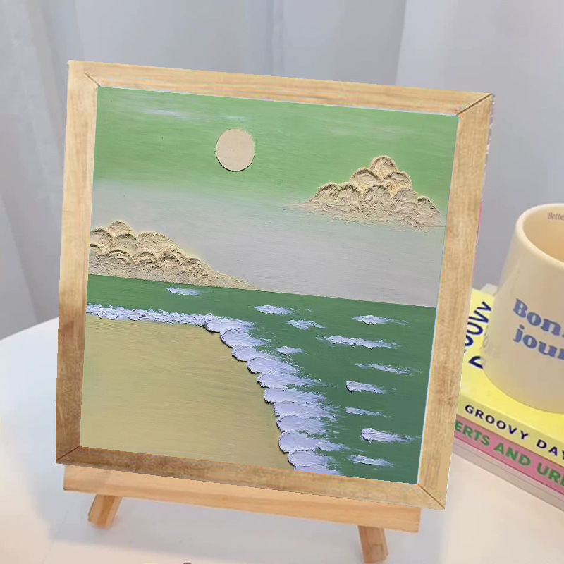 Picture of Solid wood picture frame diy handmade texture painting material package creative three-dimensional relief painting hand-painted digital oil painting decorative painting