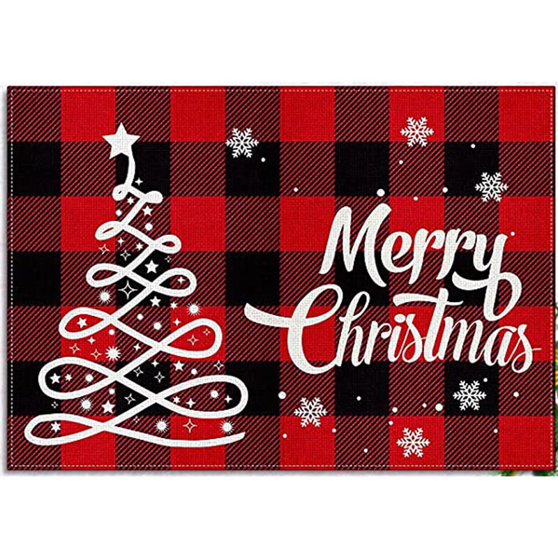 Picture of Christmas Placemat Scandinavian Style English Letter Napkin Western Restaurant Tablecloth Single Layer Linen Insulation Mat Table Mat
