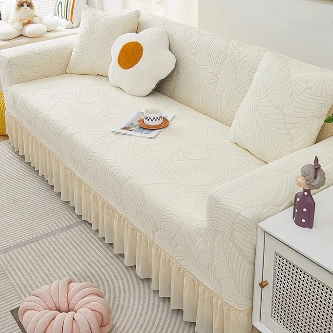 Skirt Jacquard Fleece Universal Sofa Cover Sofa Cover Non-Slip Anti-Cat-Scratch Four Seasons Universal Integrated Sofa Cover Straight Row