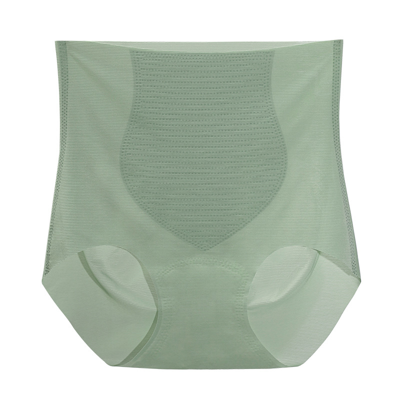 Picture of High-Waisted Ice Silk Seamless Tummy Control Underwear for Women, Silk Protein Antibacterial Bottom Crotch Lifting Sports Yoga Thin Briefs