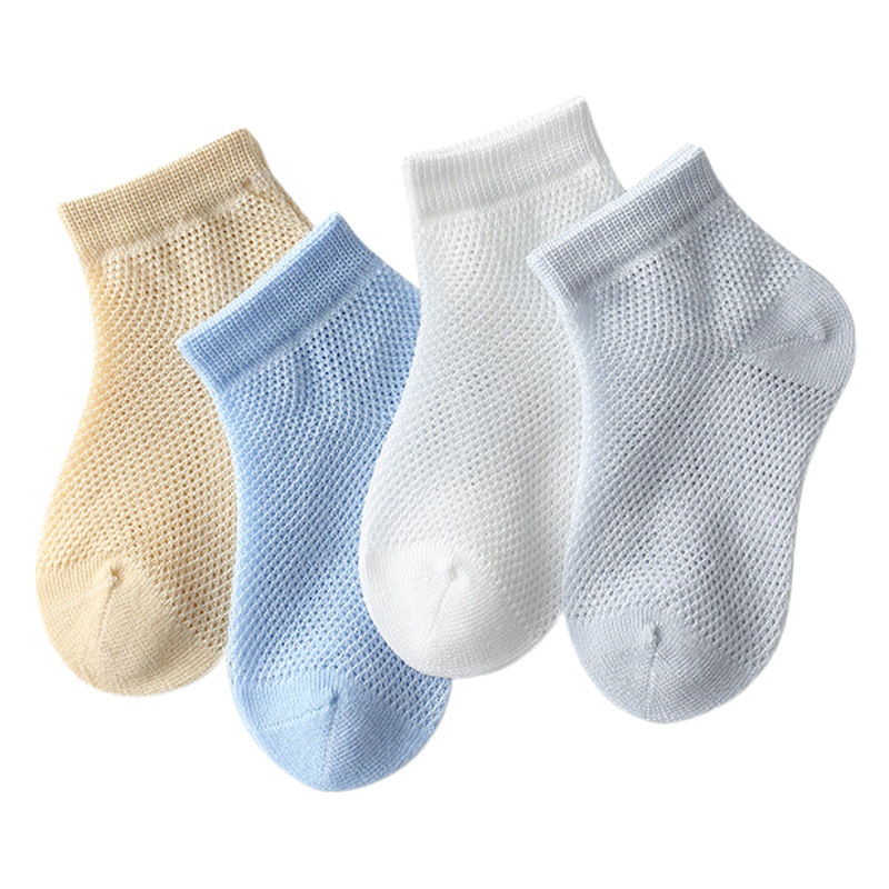 Newborn summer new pure color children's socks ultra-thin mesh boat Socks baby socks class a pure cotton baby socks