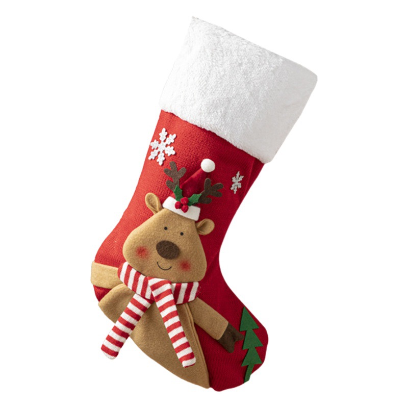 Red Cartoon Fabric Santa Claus Gift Bag Christmas Pendant Christmas Tree Hanging Christmas Stocking Party Decoration