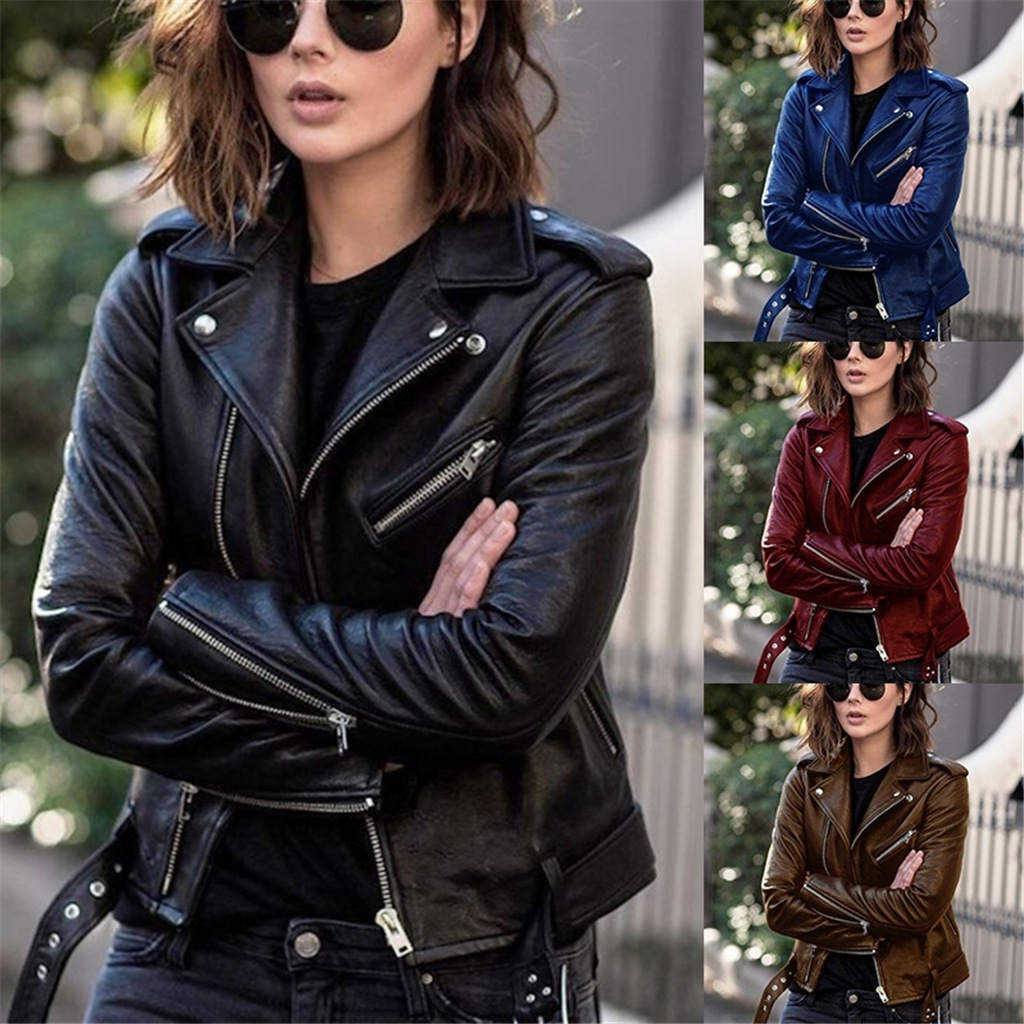 Picture of Leather Coat Women's New Top Autumn Short Spring Korean PU Biker Wear Slim-Fit Winter Leather Jacket