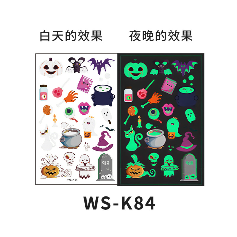 Picture of Children's Cartoon Luminous Tattoo Sticker Halloween Carnival Party Bar Prom Atmosphere Luminous Temporary Tattoo Sticker